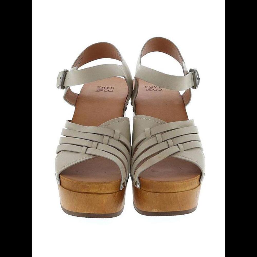 Anthropologie Frye Greta Clog Sandals in White Leather Size 7.5